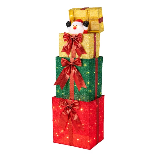 Glitzhome® 40" Animated Christmas Stacked Gift Boxes with 120 Warm White LED Lights | 14.17" x 11" x 40.16" | Michaels®